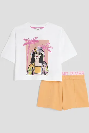River Island Girls Girl Runner Shorts Set