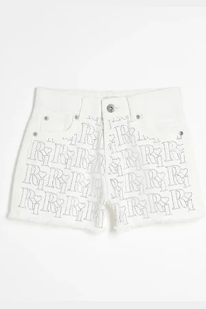 River Island Girls Diamante Monogram Mom Shorts
