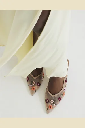 River Island Womens Mesh Flower Sling Back Heels