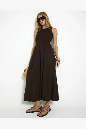 River Island Womens Sleeveless Bubble Hem Racer Midi Dress