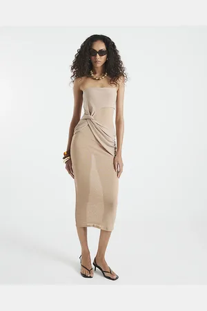 River Island Womens Sleeveless Bandeau Mesh Midi Dress
