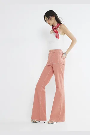 River Island Womens Relaxed Flared Leg Pinstripe Jeans