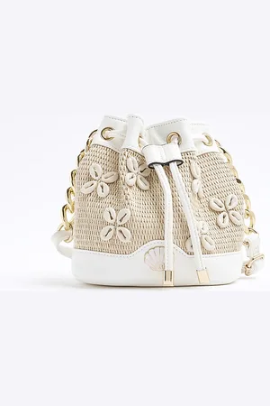 River Island Girls Raffia Shell Bucket Bag