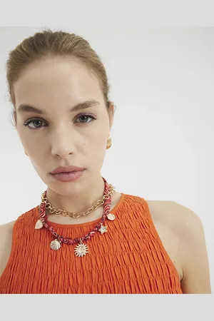 River Island Womens Bandana Charm Necklace