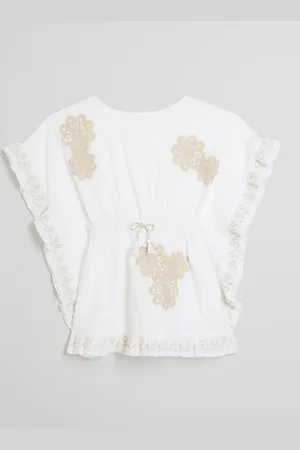 River Island Girls Crochet Floral Kaftan