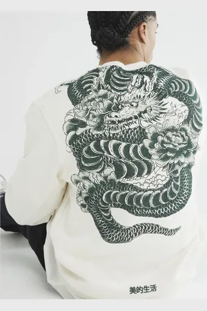 River Island Mens Regular Fit Japanese Dragon Sweatshirt
