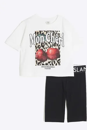 River Island Girls Cherry T-Shirt Set