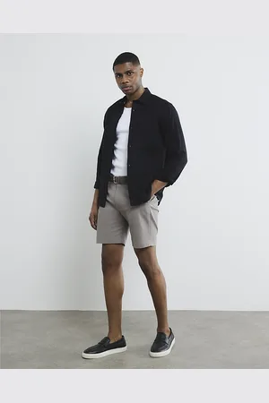River Island Mens Slim Fit Belted Chino Shorts
