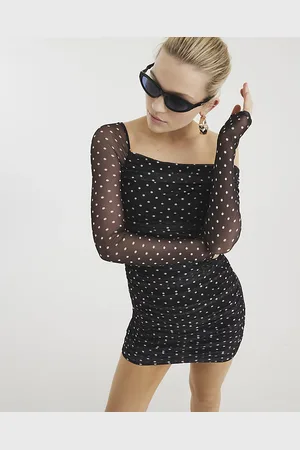 River Island Womens Mesh Spot Print Mini Dress
