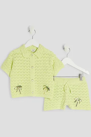 River Island Mini Girls Revere Palm Tree Shirt Set
