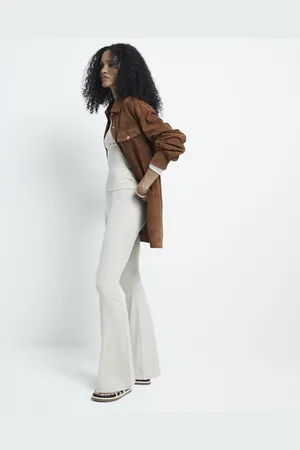 River Island Womens High Waisted Ribbed Flared Leggings