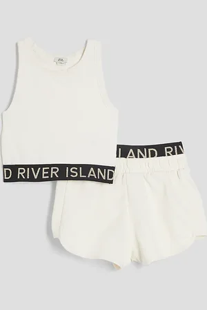 River Island Girls Glitter Ri Waistband Tank Top Set