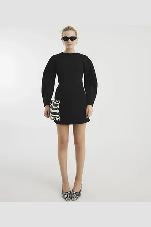 River Island Womens Long Puff Sleeve Mini Dress