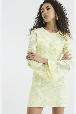 River Island Womens Long Sleeve Floral Mesh Mini Dress