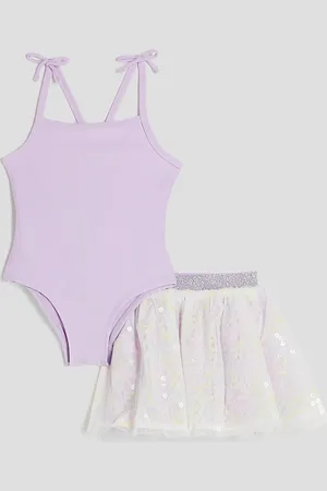 River Island Mini Girls Swimsuit Sequin Skirt Set