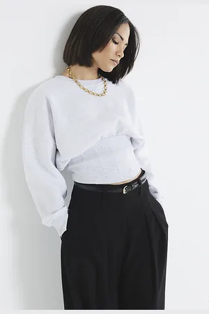 River Island Womens Petite Corset Hem Sweatshirt