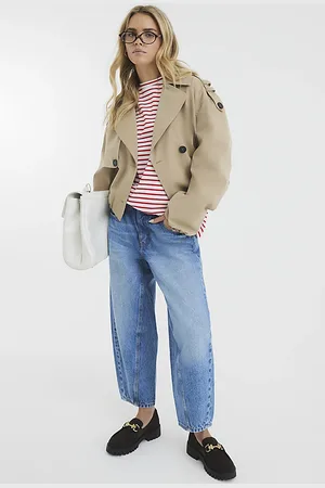 River Island Womens Petite Denim Elasticated Barrel Jeans