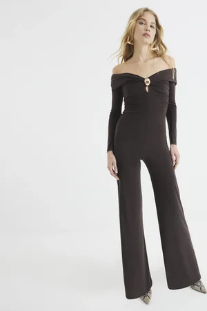 River Island Womens Bardot Trim Twist Jumpsuit