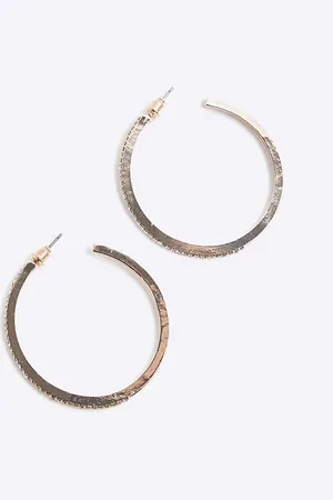 River Island Womens Rose Diamante Hoop Earrings