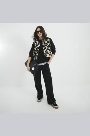 River Island Womens Borg Leopard Trim Gilet