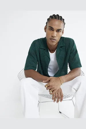 River Island Mens Short Sleeve Diamond Crochet Shirt