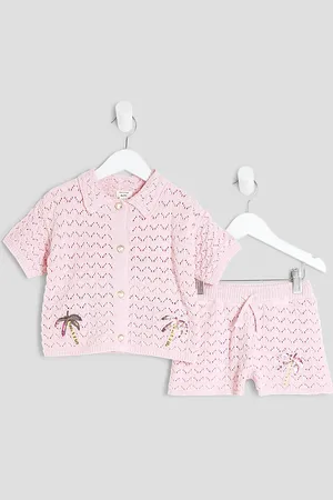 River Island Mini Girls Crochet Palm Tree Shirt Set