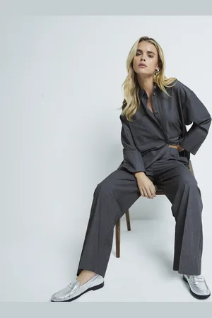 River Island Womens Petite Wide Leg Trousers