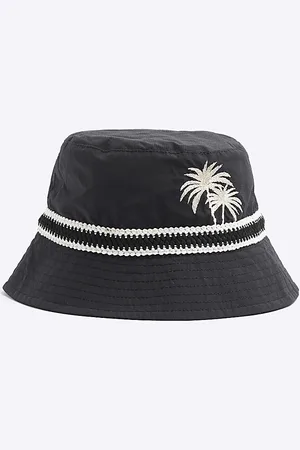 River Island Boys Palm Tree Embroidered Bucket Hat