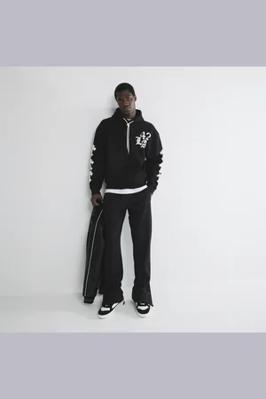 River Island Mens Long Sleeve Gothic Cross Patch Hoodie