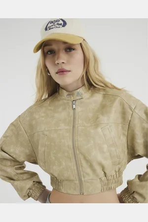 River Island Womens Cropped Distressed Bomber Jacket