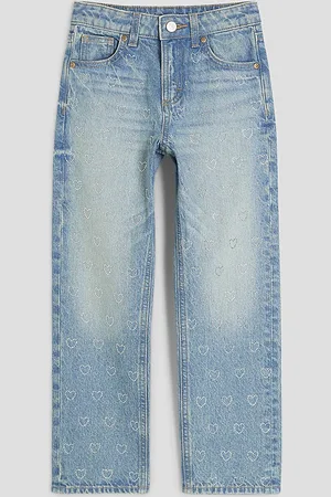 River Island Girls Heart Diamante Straight Leg Jeans