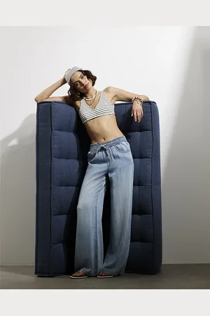 River Island Womens Wide Leg Pyjama Style Jeans
