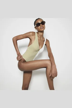 River Island Womens Spliced Stripe Texture Swimsuit