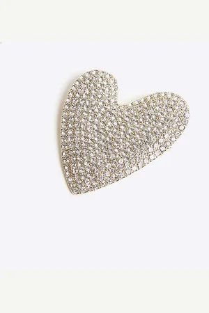 River Island Womens Diamante Paved Heart Brooch