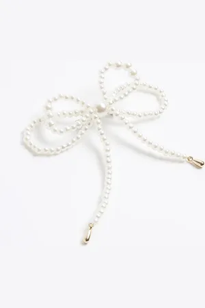 River Island Womens Pearl Bow Brooch