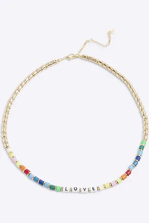 River Island Womens Beaded Love Necklace