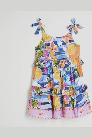 River Island Mini Girls Tropical Print Tiered Dress