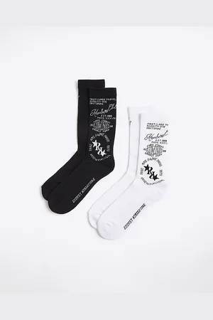 River Island Mens Pack Of 2 Tattoo Tube Socks