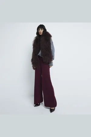 River Island Womens Scuba Wide Leg Stitch Trousers
