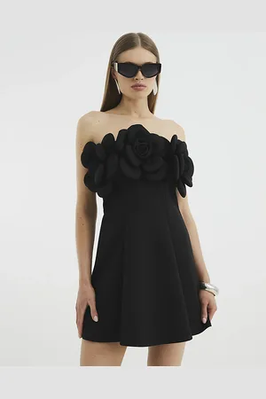 River Island Womens Scuba 3D Flower Bandeau Mini Dress