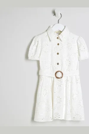 River Island Mini Girls Broderie Shirt Dress