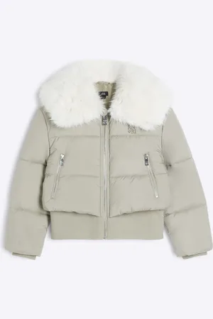 River Island Short Padded Faux Fur Trim Coat