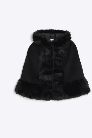 River Island Girls Faux Fur Trim Cape