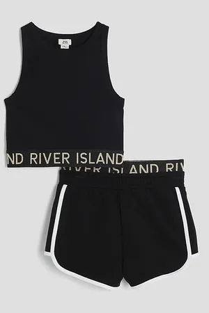 River Island Girls Glitter Waistband Tank Set