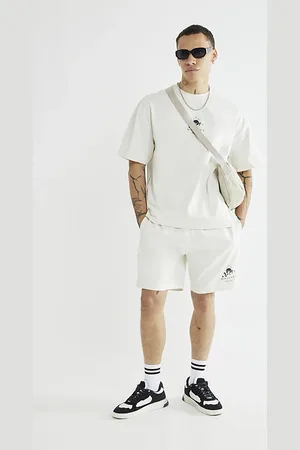 River Island Mens Ecru Japanese T-Shirt And Shorts Set