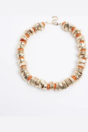 River Island Womens Orange Beaded Collar Necklace