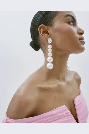 River Island Womens Graduated Pearl Crystal Stud Earrings