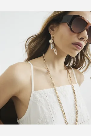 River Island Womens Metal Multi Metal Charm Drop Earrings