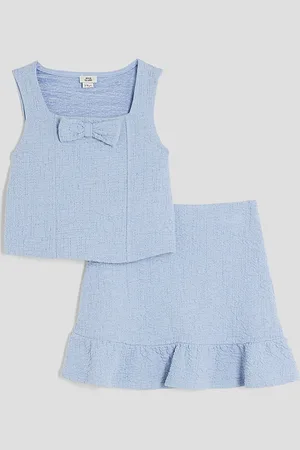 River Island Girls Textured Top And Skirt Set