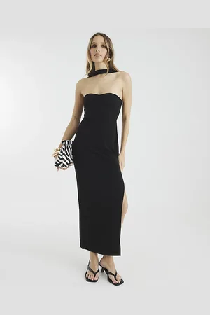 River Island Womens Bandeau Necktie Midi Dress